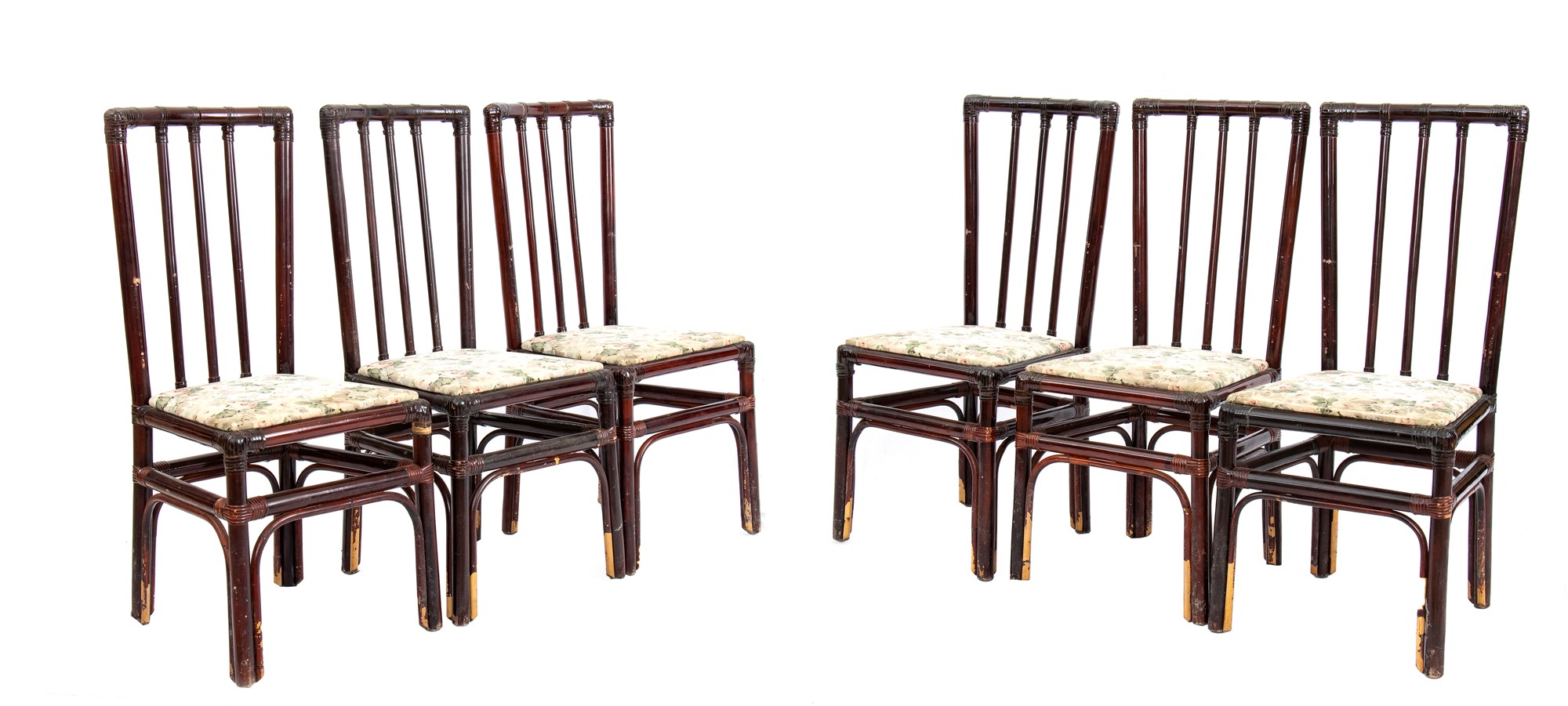 Six chairs with lacquered bamboo structure - Image 7 of 15