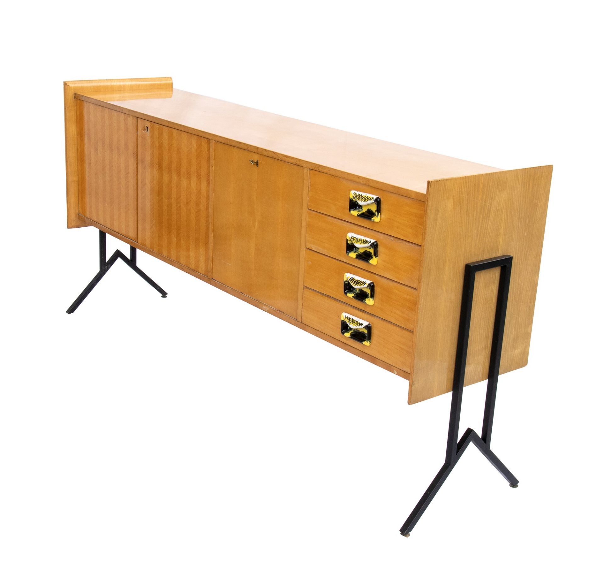 Rationalist sideboard in ash wood with three doors and four drawers on the front with ceramic hand - Image 13 of 14