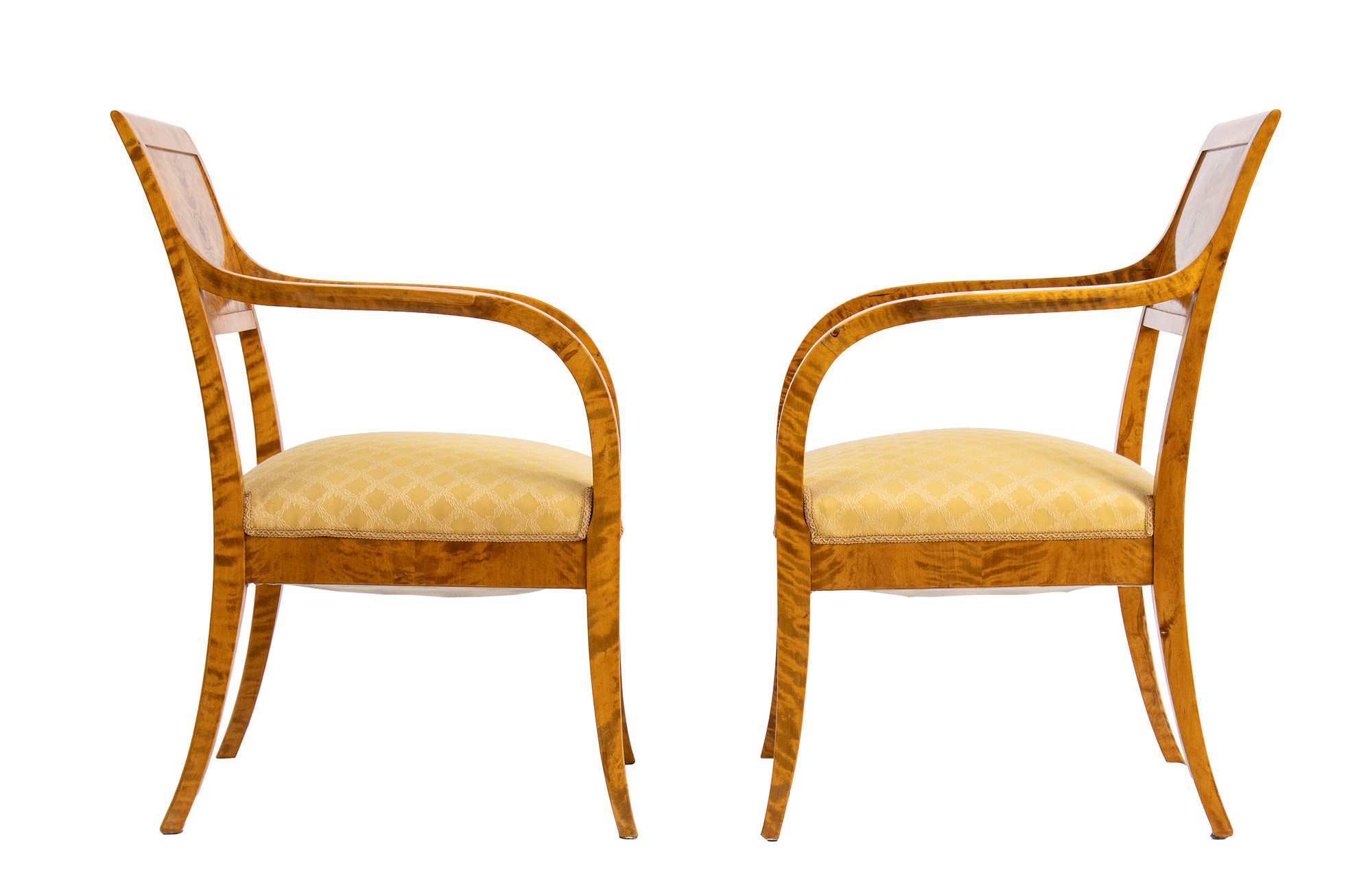 Pair of chairs Biedermeier with back carved in geometric decor with ebonized woods. - Image 5 of 19