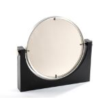 Angelo Mangiarotti Double table mirror with metal edge and slate base.