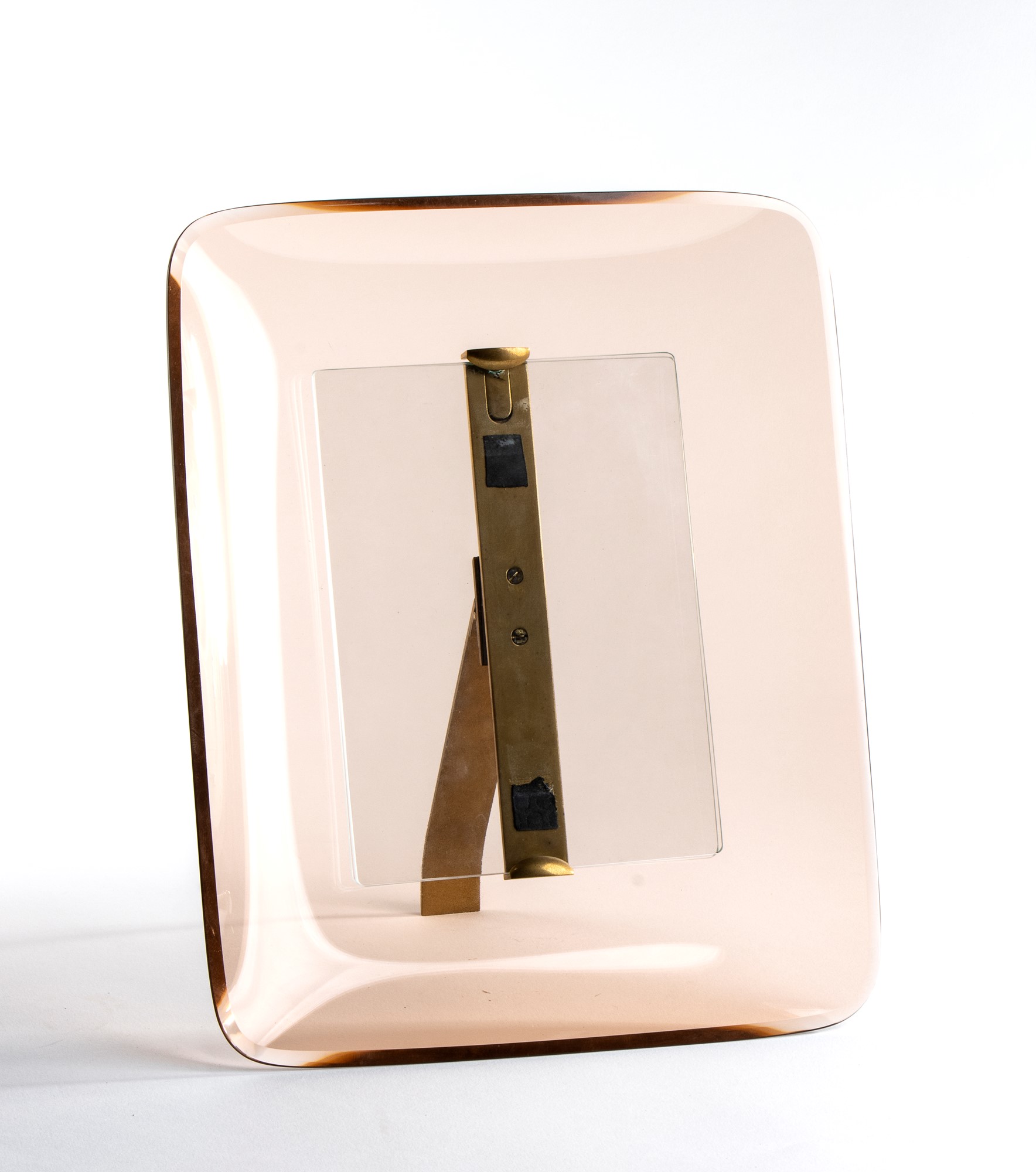 Max Ingrand Photo frame with brass frame and shaped cut crystal