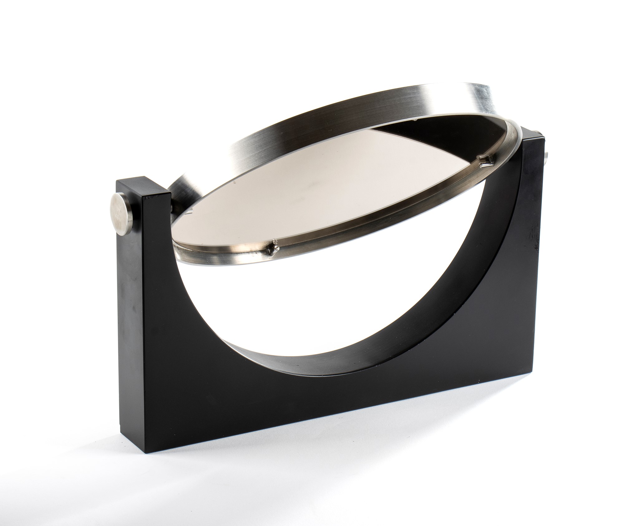 Angelo Mangiarotti Double table mirror with metal edge and slate base. - Image 6 of 7