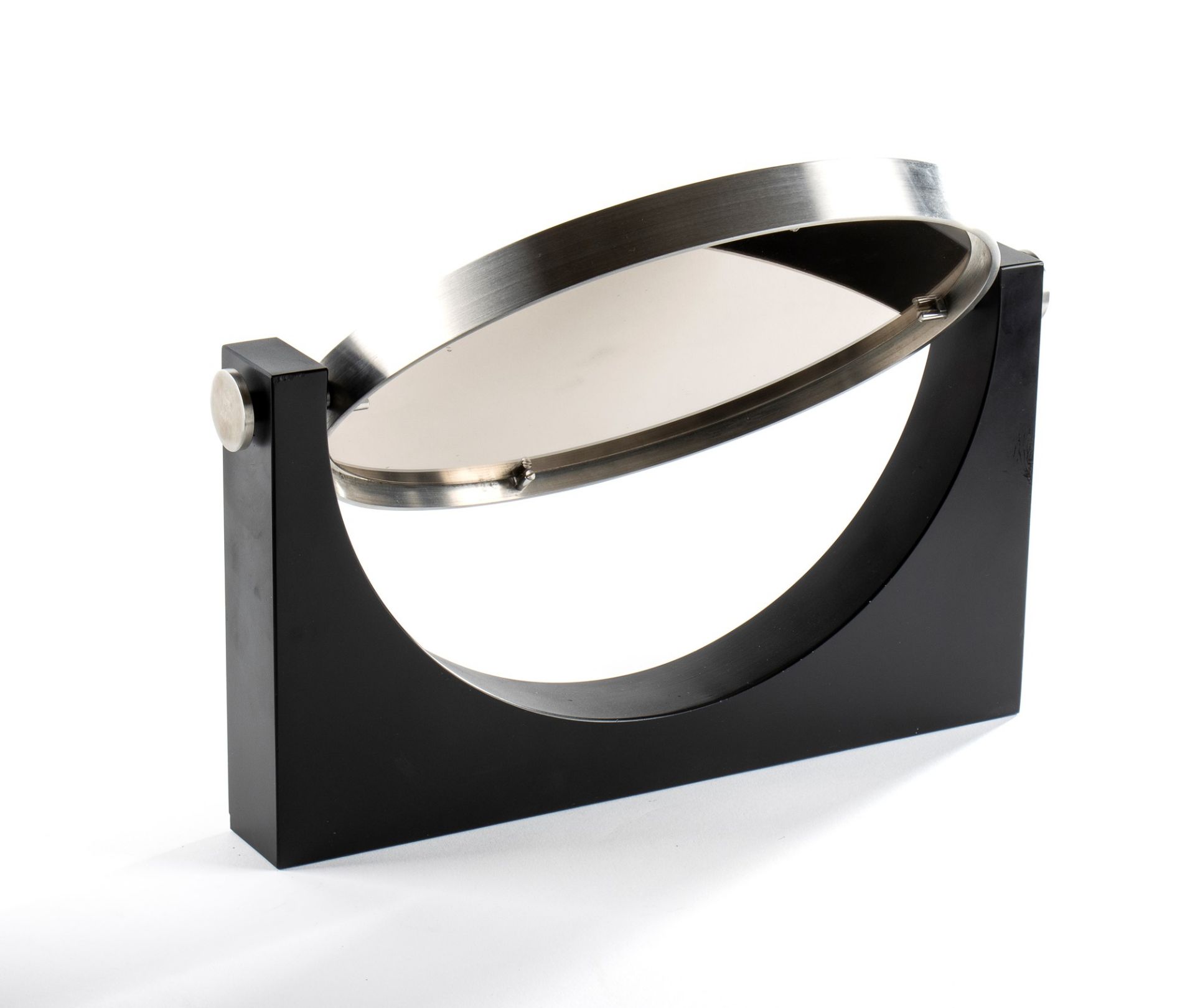 Angelo Mangiarotti Double table mirror with metal edge and slate base. - Bild 6 aus 7