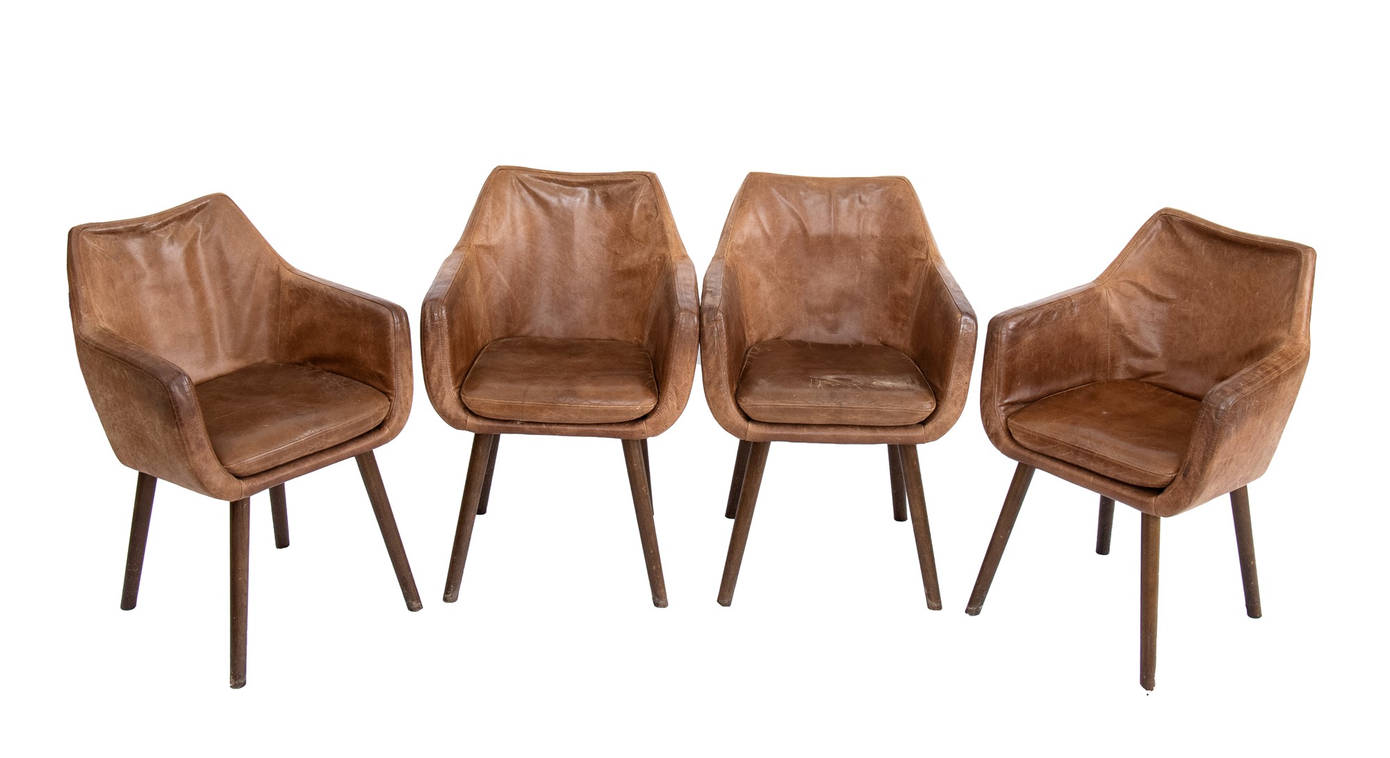 4 leather chairs. 20th century English manufacture - Image 6 of 19