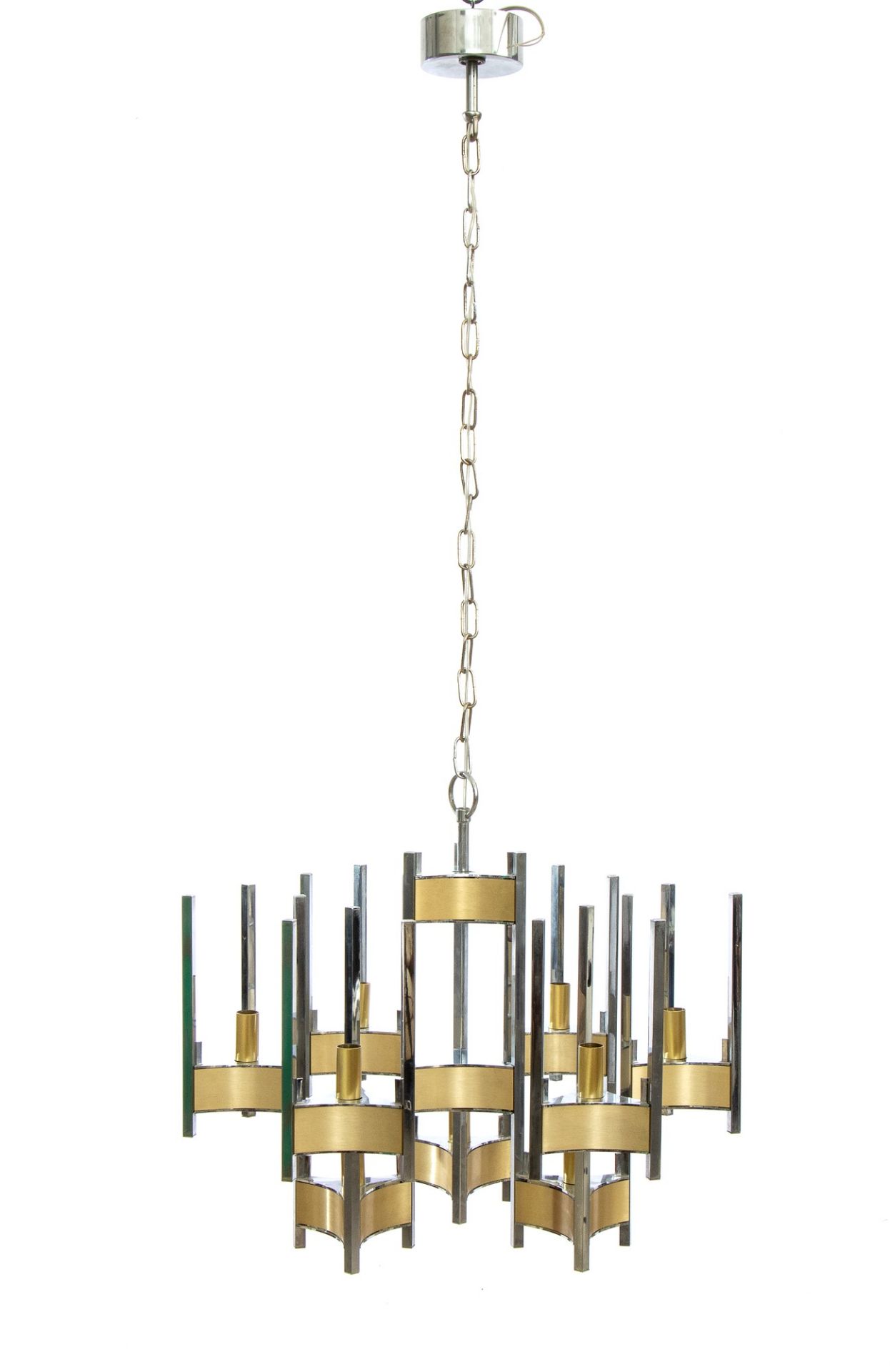 Gaetano Sciolari 1927-1994 Hurricane 9 light chandelier by Gaetano Sciolari. Structure in chrome an - Bild 2 aus 11