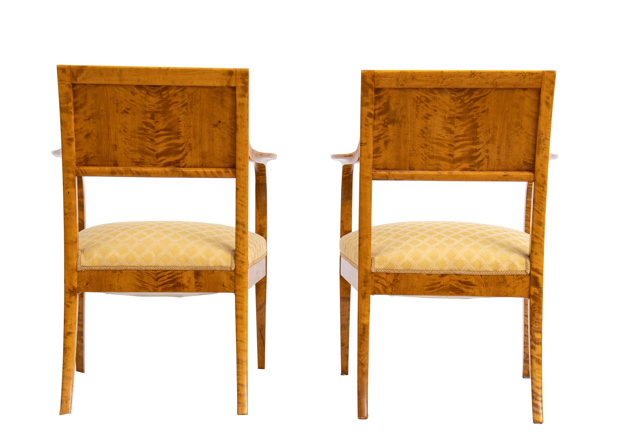 Pair of chairs Biedermeier with back carved in geometric decor with ebonized woods. - Image 12 of 19