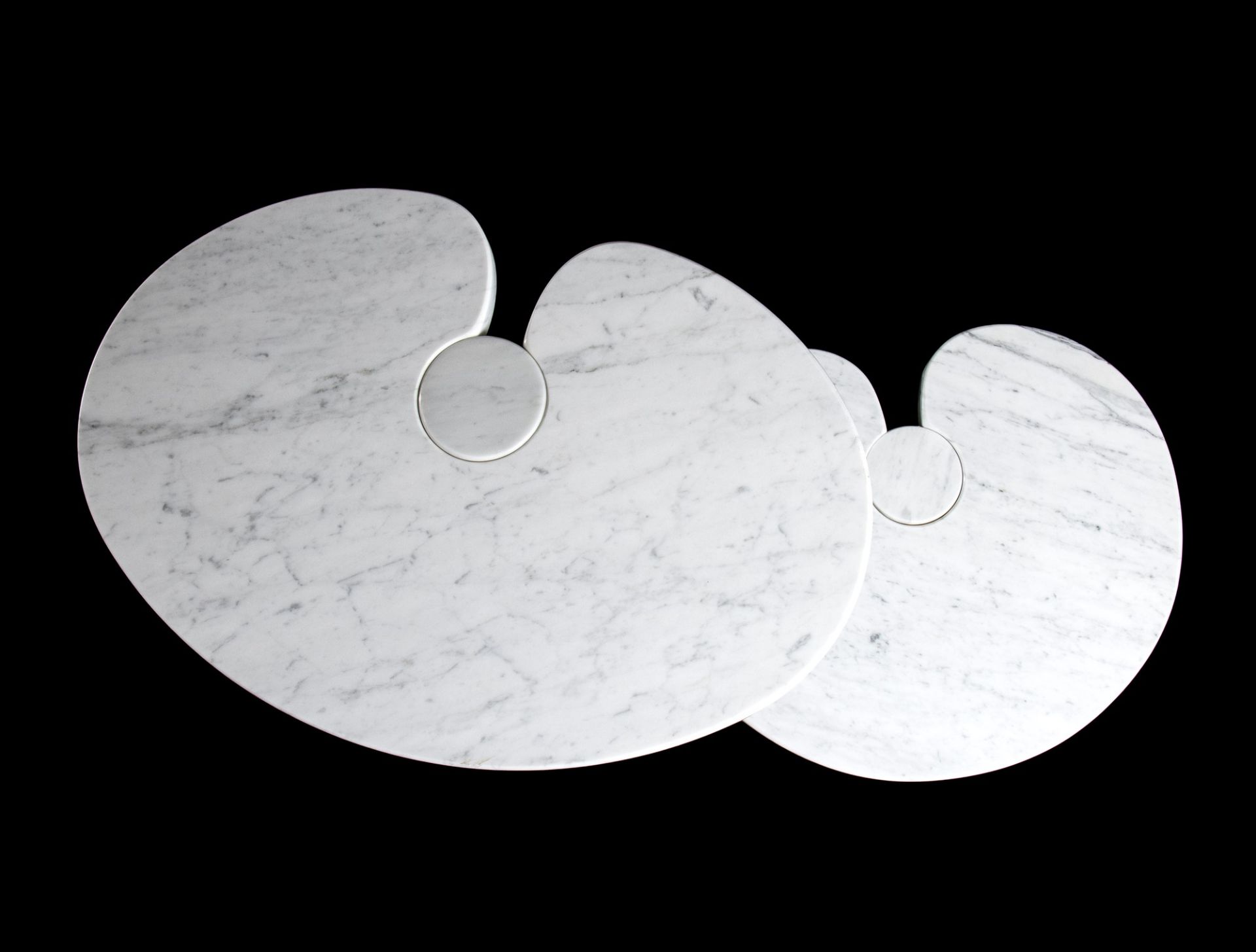 Angelo Mangiarotti Eros coffee tables with structures and tops in white Carrara marble - Bild 5 aus 7