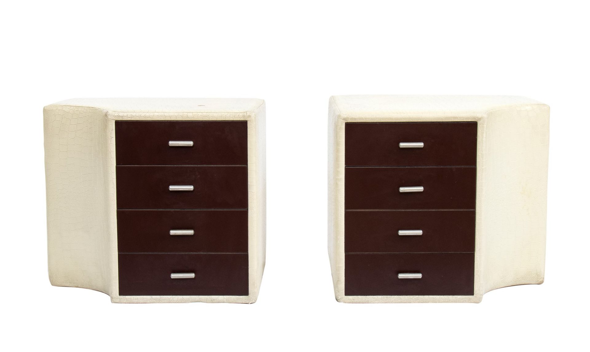 Guido Faleschini Pair of nightstands in white leather