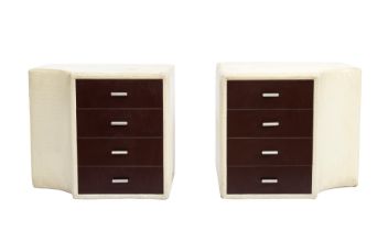 Guido Faleschini Pair of nightstands in white leather