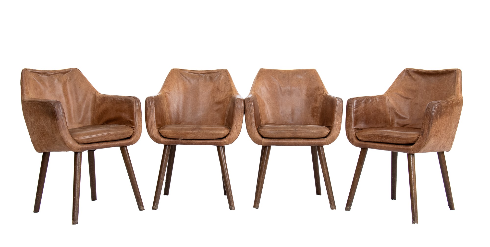 4 leather chairs. 20th century English manufacture - Image 2 of 19