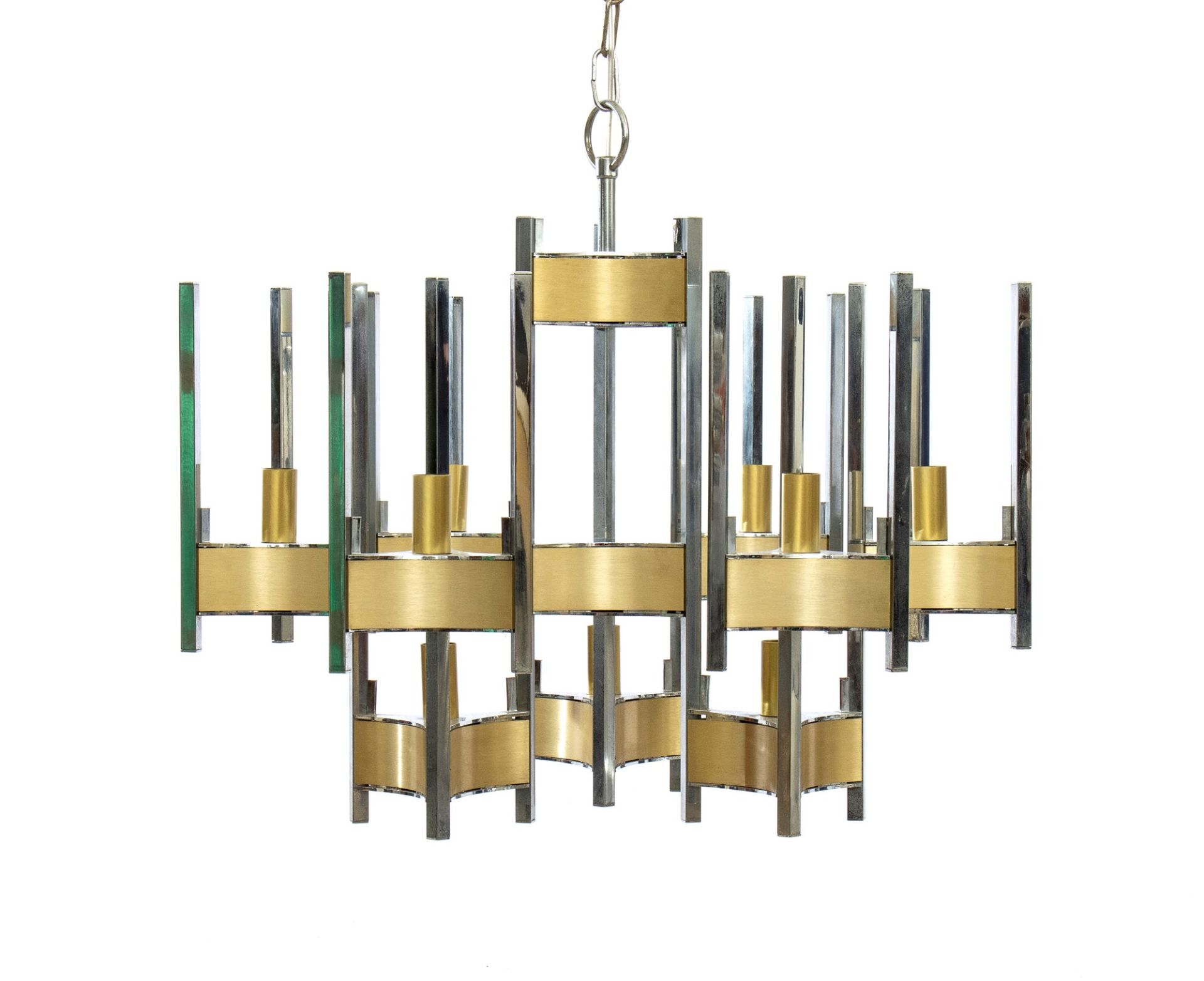 Gaetano Sciolari 1927-1994 Hurricane 9 light chandelier by Gaetano Sciolari. Structure in chrome an - Bild 3 aus 11