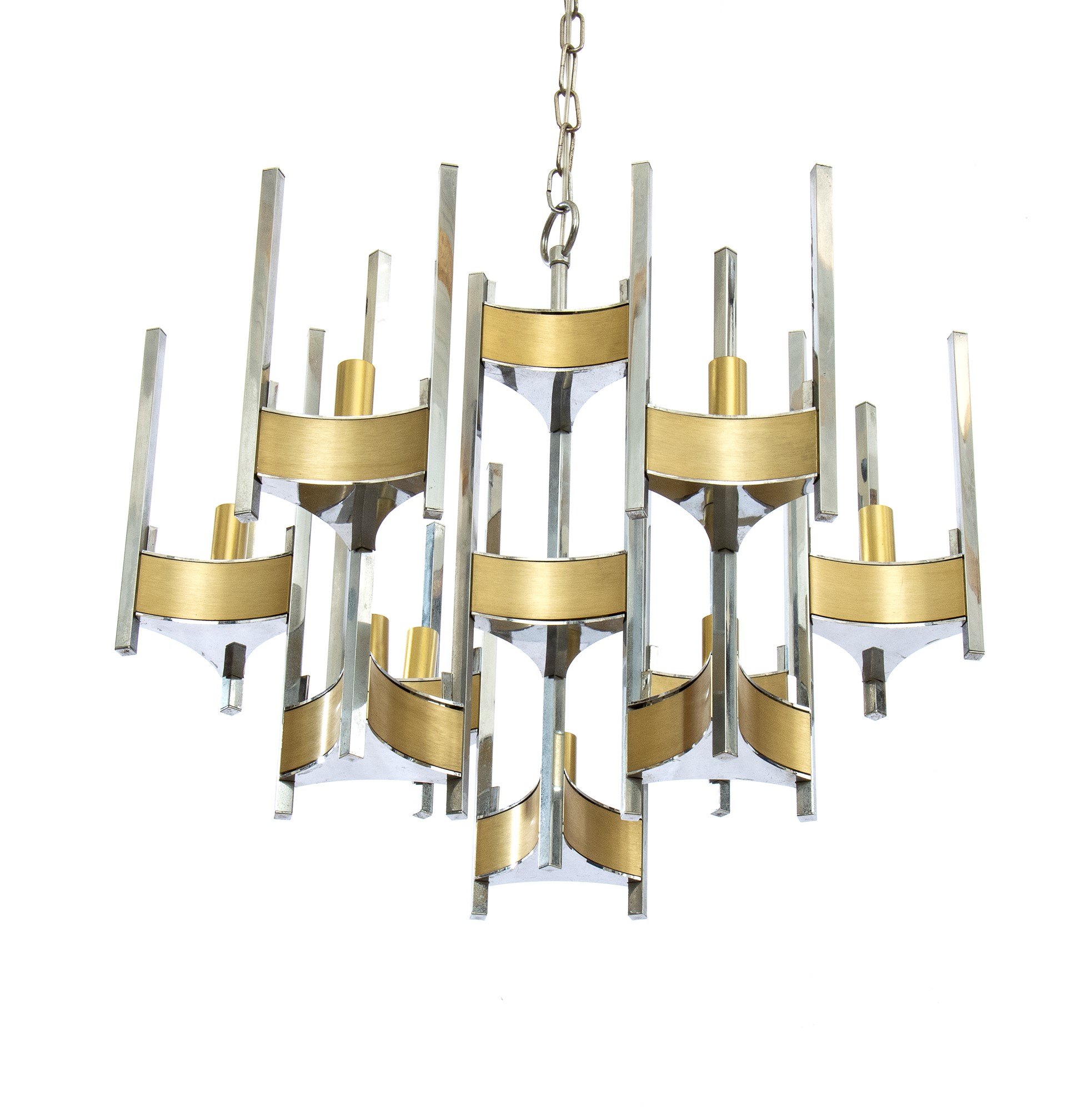 Gaetano Sciolari 1927-1994 Hurricane 9 light chandelier by Gaetano Sciolari. Structure in chrome an - Image 7 of 11