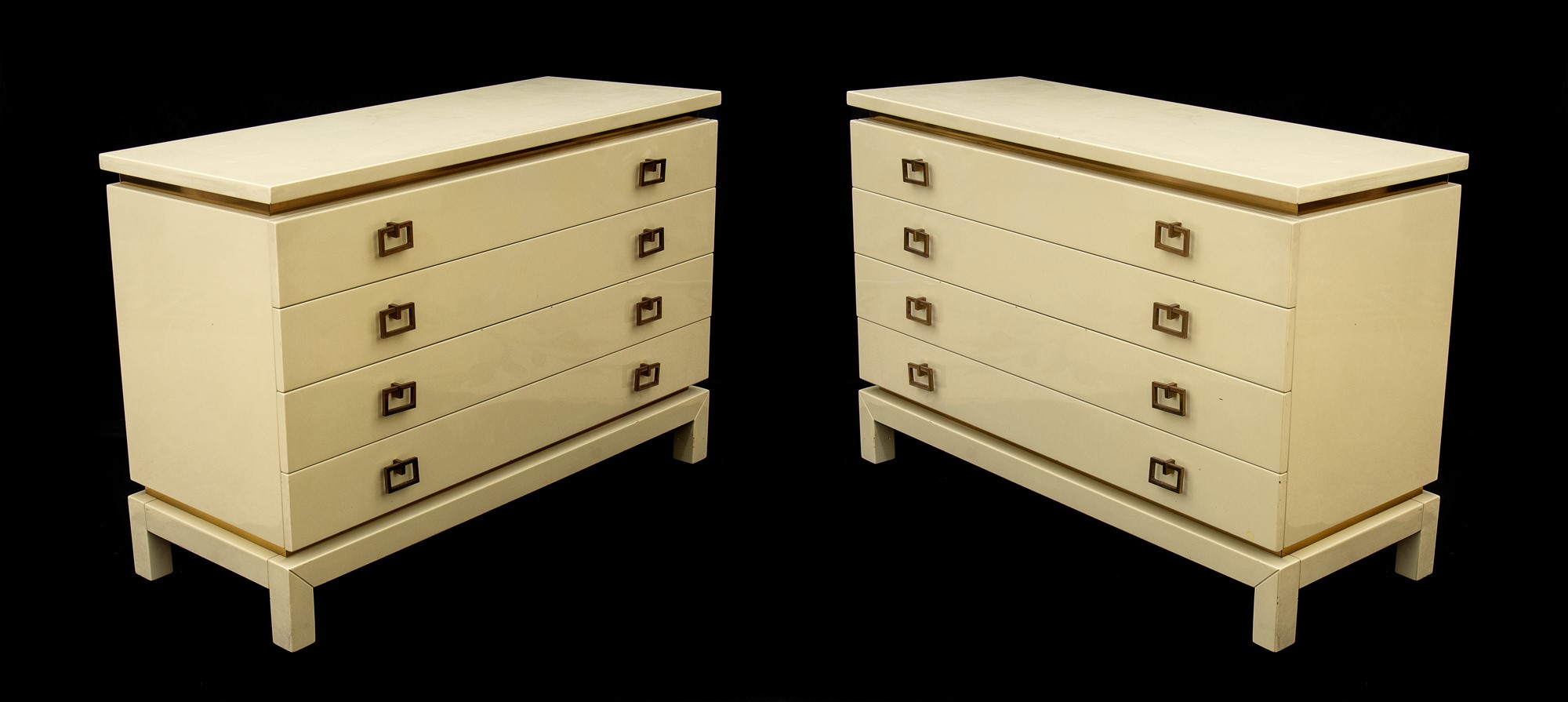 Pair of lacquered wooden drawers with four drawers on the front - Image 2 of 15