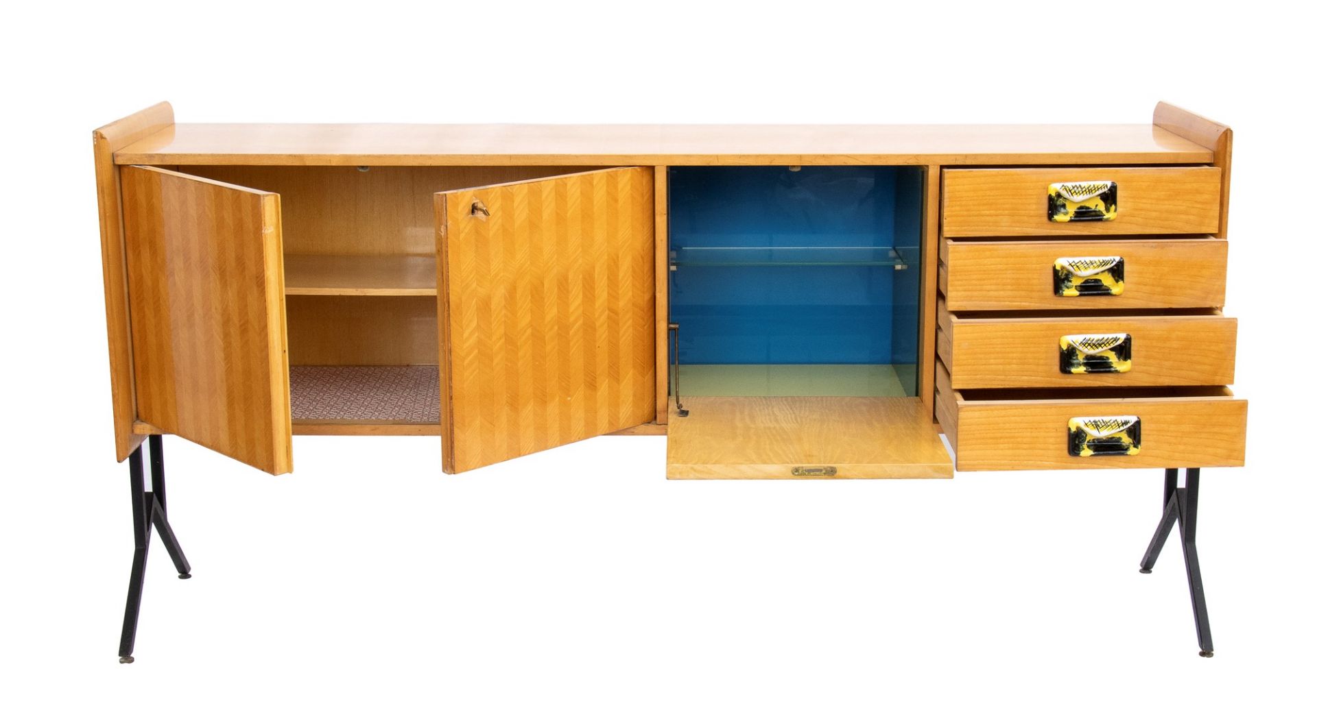 Rationalist sideboard in ash wood with three doors and four drawers on the front with ceramic hand - Bild 3 aus 14