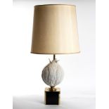 Lamp with white ceramic stem with pomegranate