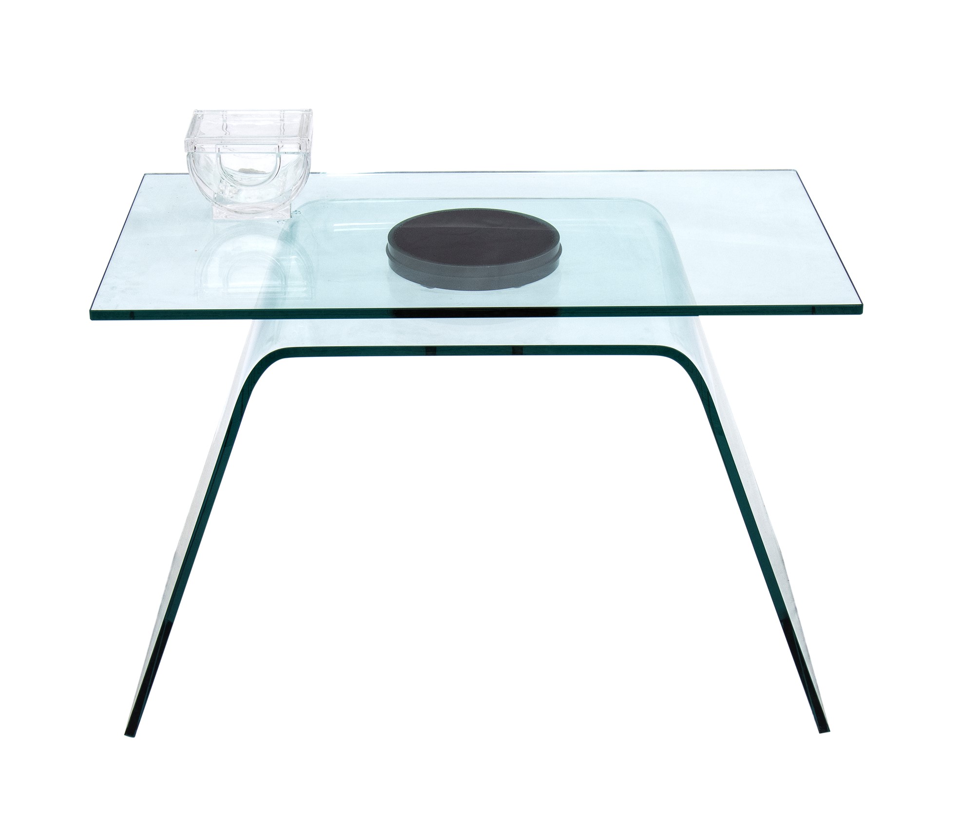 Coffee table in curved glass and swivel top - Image 3 of 15