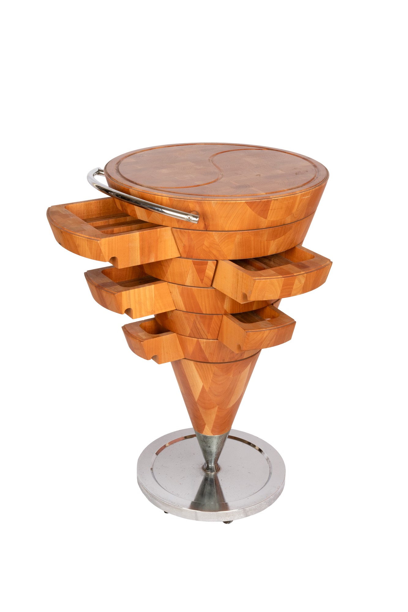 Wooden table with retractable drawers and steel base - Image 15 of 23