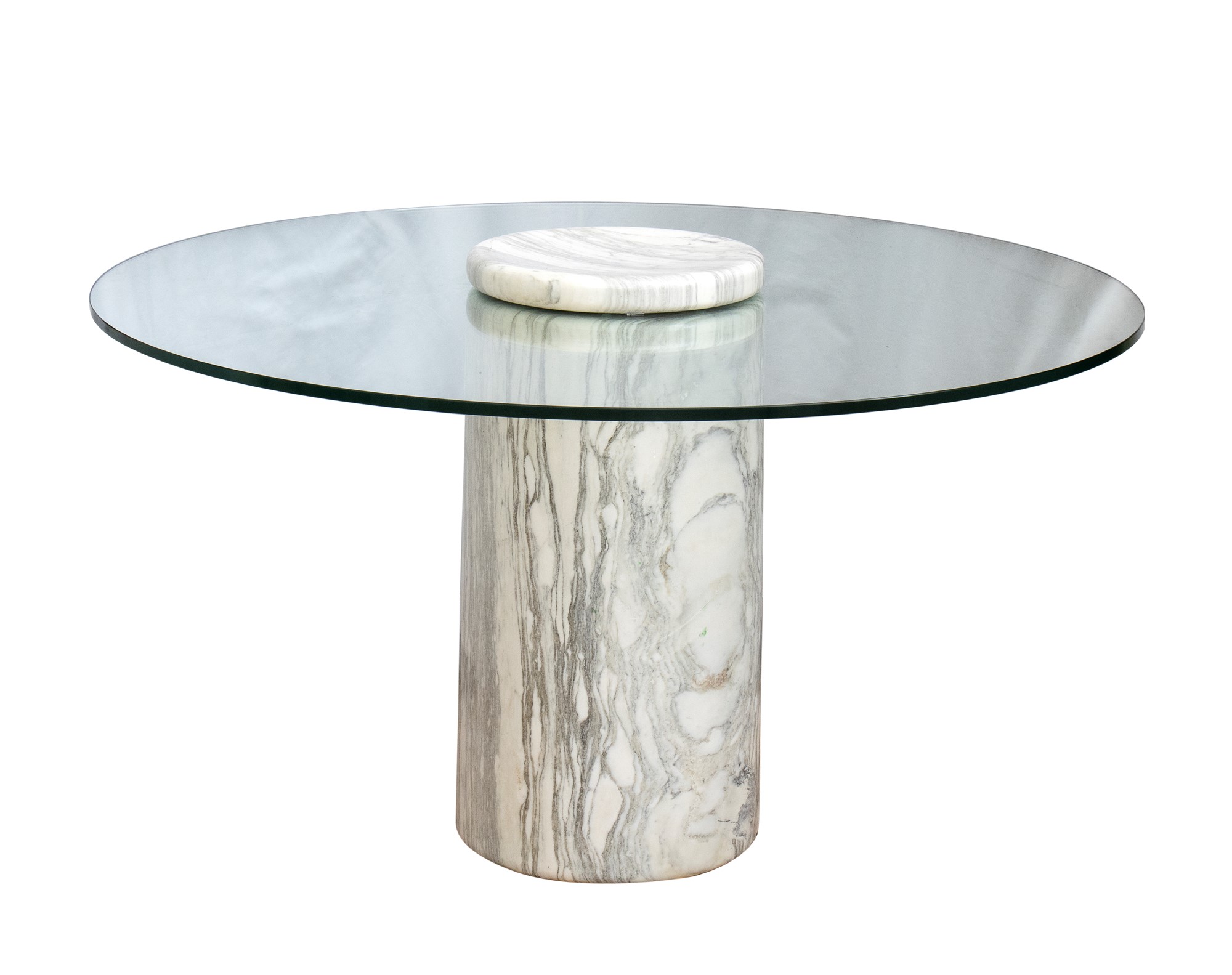 Angelo Mangiarotti Castore table in white marble and glass top - Image 3 of 7