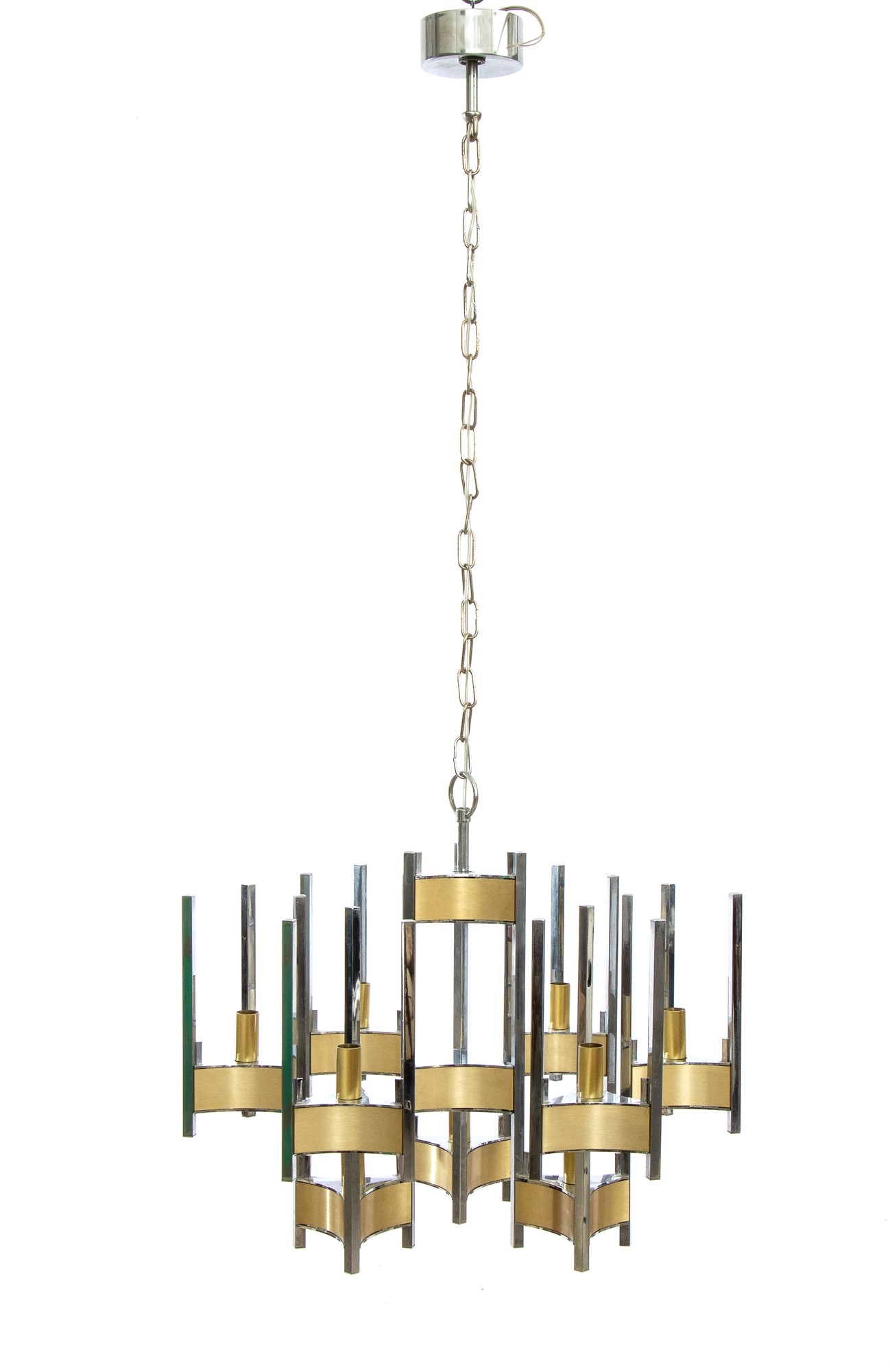 Gaetano Sciolari 1927-1994 Hurricane 9 light chandelier by Gaetano Sciolari. Structure in chrome an