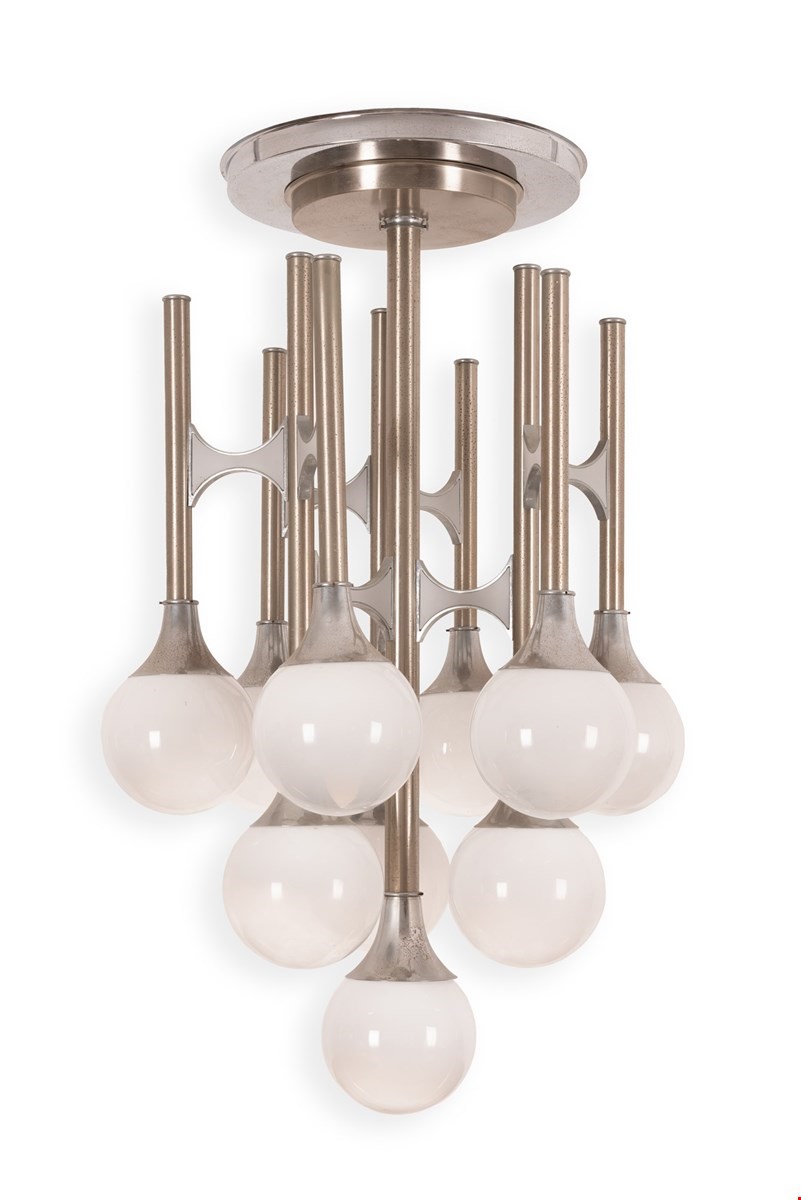 Gaetano Sciolari 1927-1994 Ceiling lamps with 10 diffusers mod 105