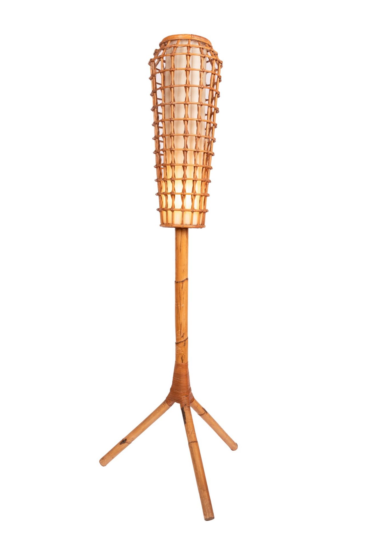 Franco Albini Robbiate 1905-Milano 1977 Mid-Century Italian Rattan and Bamboo Floor Lamp in the styl - Bild 7 aus 8