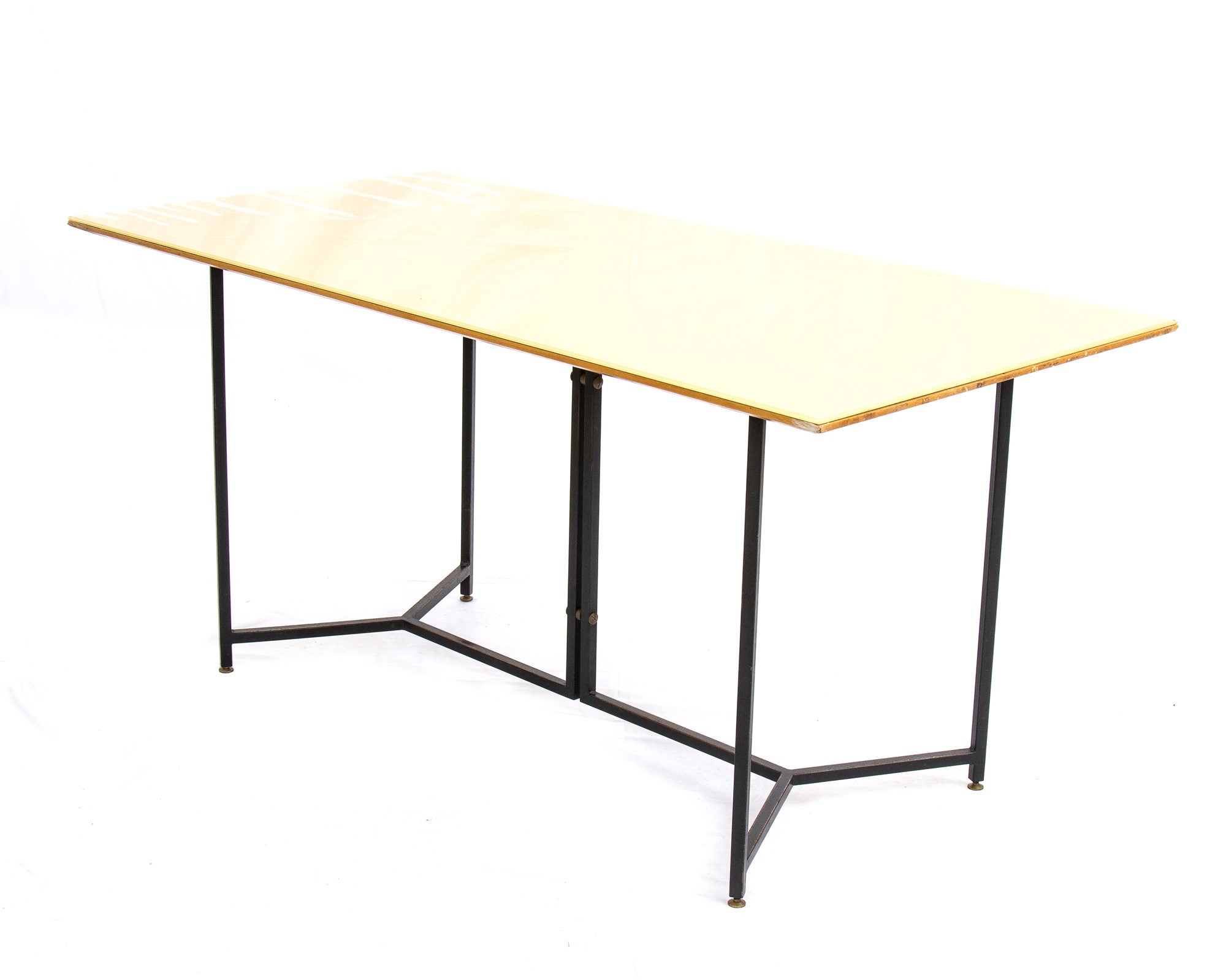 Rectangular table with metal structure and wooden and glass top - Image 9 of 10