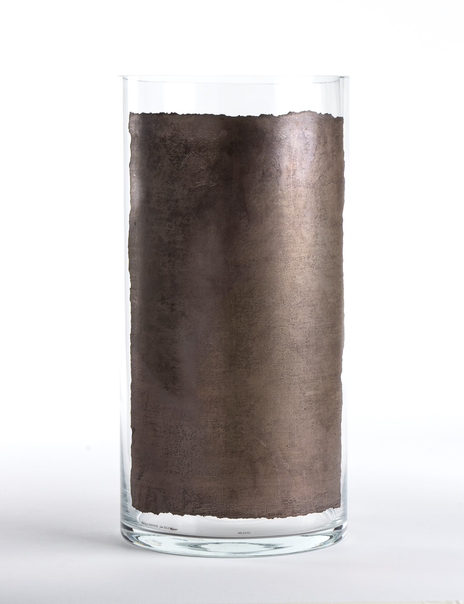 Paola Navone Glass vase hand blown and silk-screened glass and silver