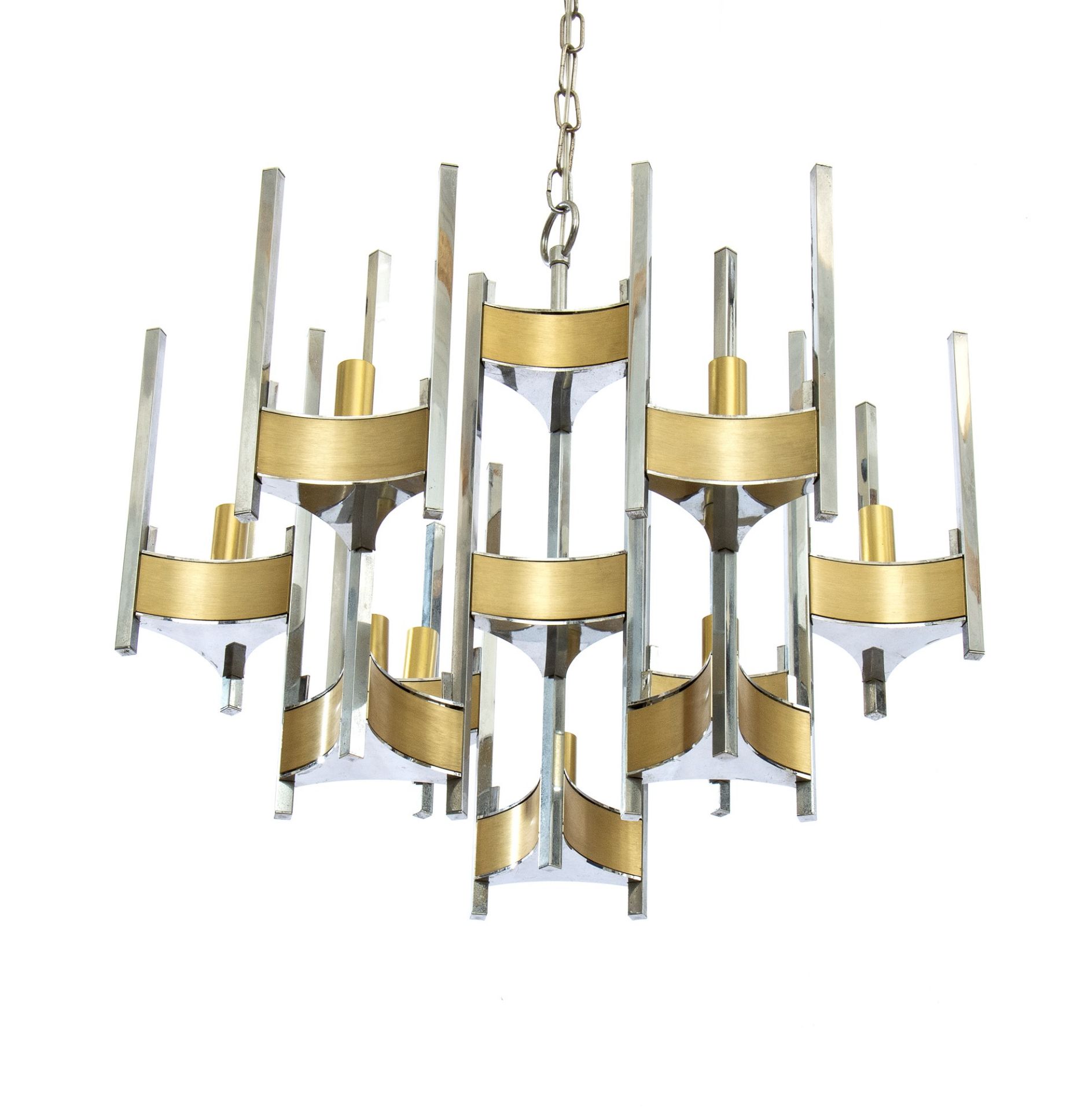 Gaetano Sciolari 1927-1994 Hurricane 9 light chandelier by Gaetano Sciolari. Structure in chrome an - Bild 6 aus 11