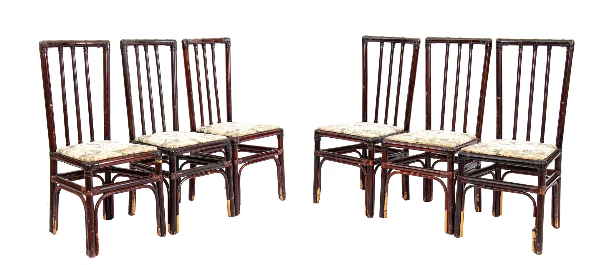 Six chairs with lacquered bamboo structure - Image 4 of 15