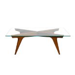 Gio Ponti Milano 1891-Milano 1979 Gio Ponti style coffee table with wooden structure and rectangular