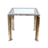 Coffee table in steel and brass with glass top