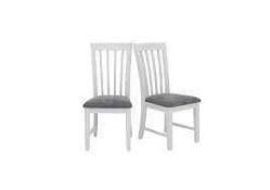 RRP £160 Like New Unboxed X2 Slatback Dining Chairs, White/Natural