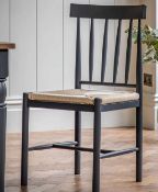 RRP £180 Like New Wicker Style Slat Back Dining Chair In Black X1 Only