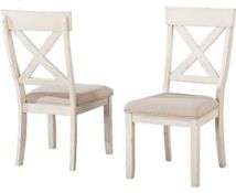 RRP £280 Like New White Cross Back Cushioned Dining Chair X2