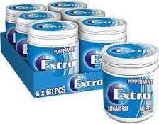 RRP £120 Extra Peppermint Chewing Gum Sugar Free 60 Pieces X 48 Tubs. Bbe- 19,12, 2024.