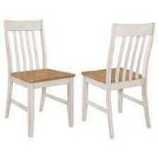 RRP £160 Like New Unboxed X2 Slatback Dining Chairs, White/Natural (Marks Present) (Condition