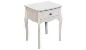 RRP £210 Like New Wooden 1 Drawer Side Table In Cream (Condition Reports Available On Request)(
