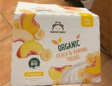 RRP £100 Organic Peach And Banana Yogurt. Bbe 02,24.