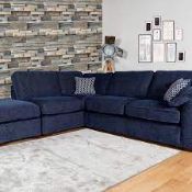 RRP £650 - Pallet Containing Navy Blue Fabric Corner Sofa