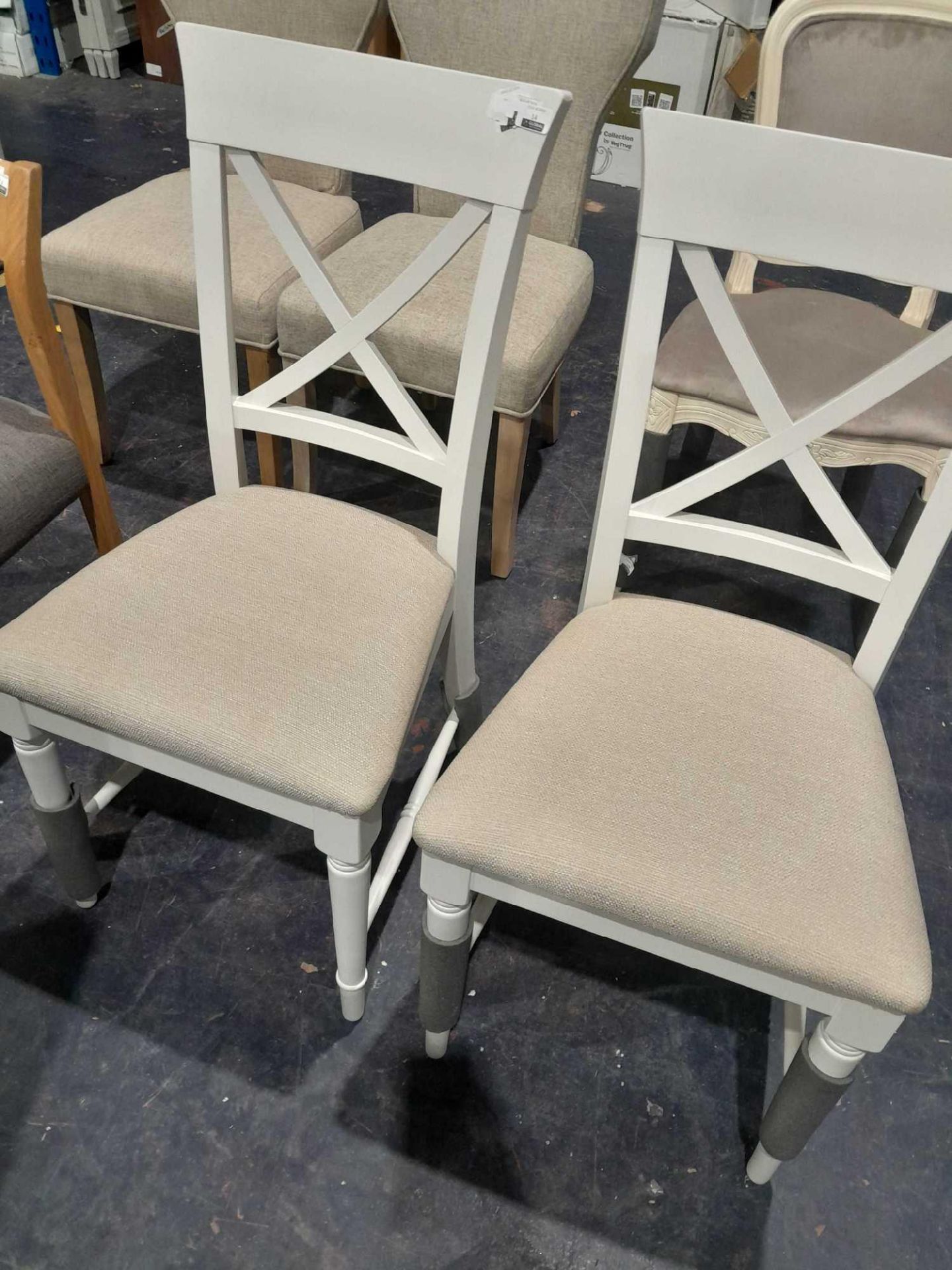 RRP £280 Like New White Cross Back Cushioned Dining Chair - Image 2 of 2