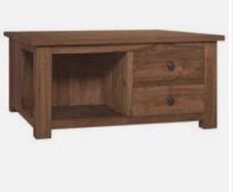 RRP £250 Like New 2 Drawer Coffee Table In Wood Finish(Screws Sticking Out)