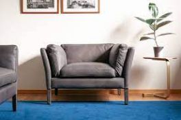 RRP £450 Ex Display Large Leather Concrete Grey Armchair