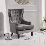 RRP £220 Ex Display Grey Studded Armchair