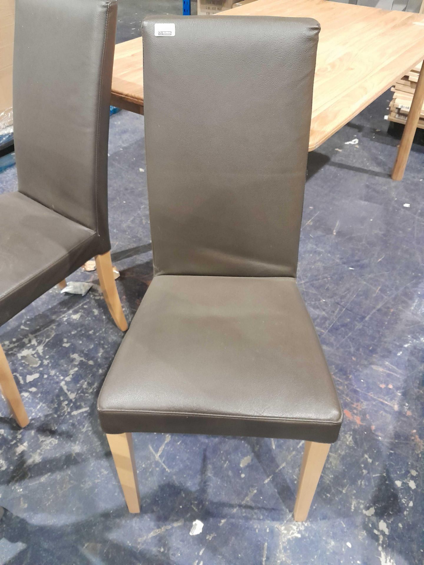 RRP £240 X2 Ex Display Brown Leather Style Dining Chairs - Image 2 of 2