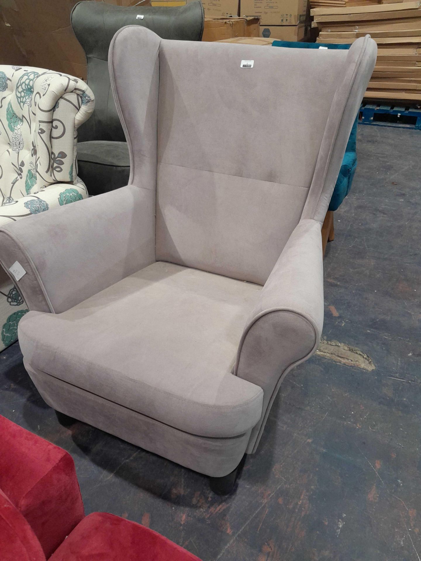 RRP £320 Ex Display Lilac Wingback Armchair - Image 2 of 2