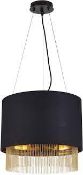 £110 8723-3BK Fringe 3Lt Ceiling Pendant - Black Shade & Gold Chain (Condition Reports Available