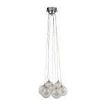 £340 6867-7CC Cluster 7Lt Pendant - Chrome Metal & Clear & Crystal Sand (Condition Reports Available