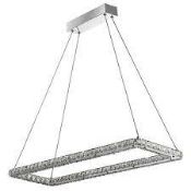 RRP £300 7012CC Clover Rectangular Pendant - Chrome & Clear Glass (Condition Reports Available On