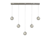 RRP £240 28702-5CC Quartz 5Lt Bar Ceiling Pendant - Chrome & Bubble Glass (Condition Reports