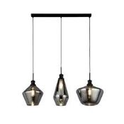 £228 5424-3BK Mia 3Lt Bar Pendant - Black Metal & Smoked Glass (Condition Reports Available On
